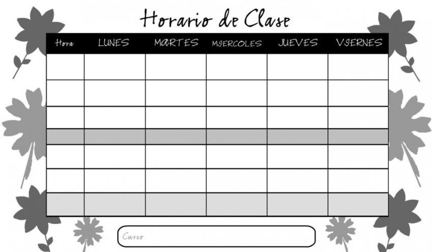 Tabla para horario de clase