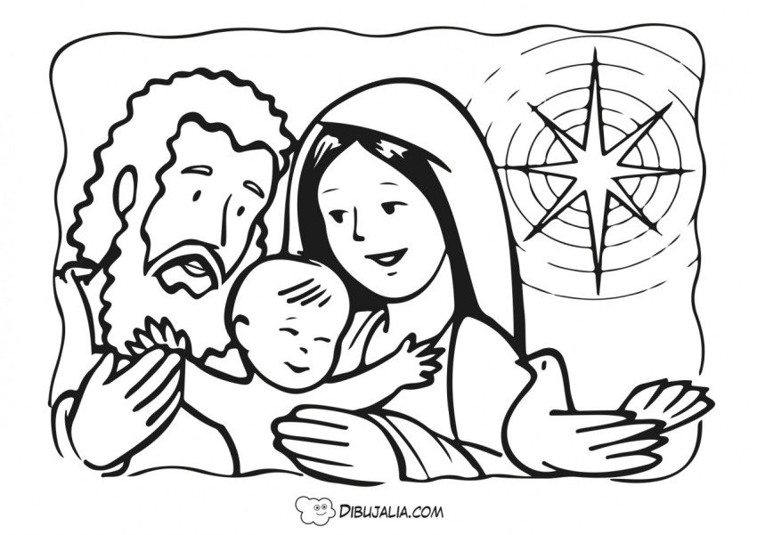 Maria y José junto al niño Jesús - Dibujo #536 - Dibujalia - Dibujos para  Colorear y Recursos Educativos