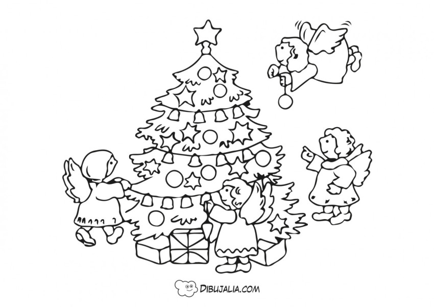 Árbol de Navidad con Ángeles - Dibujo #637 - Dibujalia - Dibujos para  Colorear y Recursos Educativos