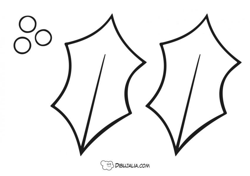 Plantilla hojas de acebo para decorar