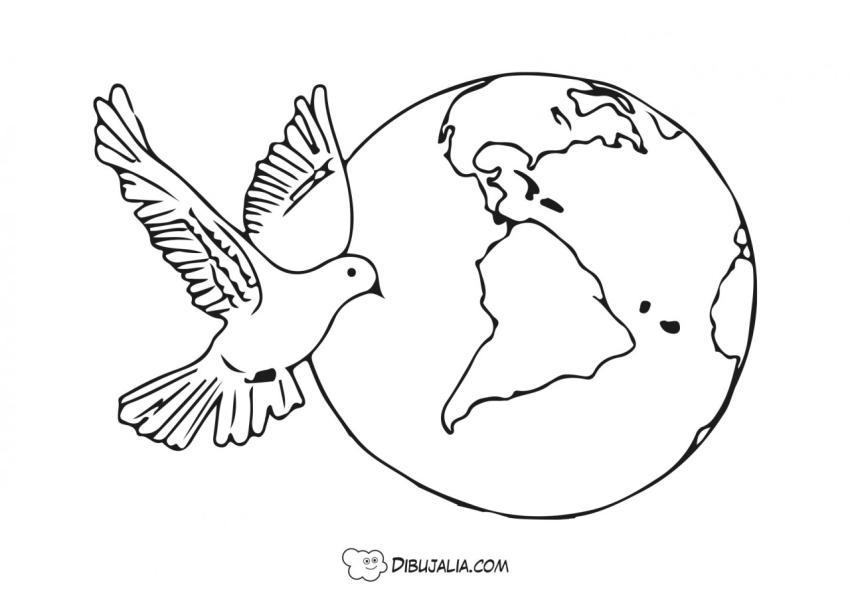 Paloma de la paz y planeta tierra
