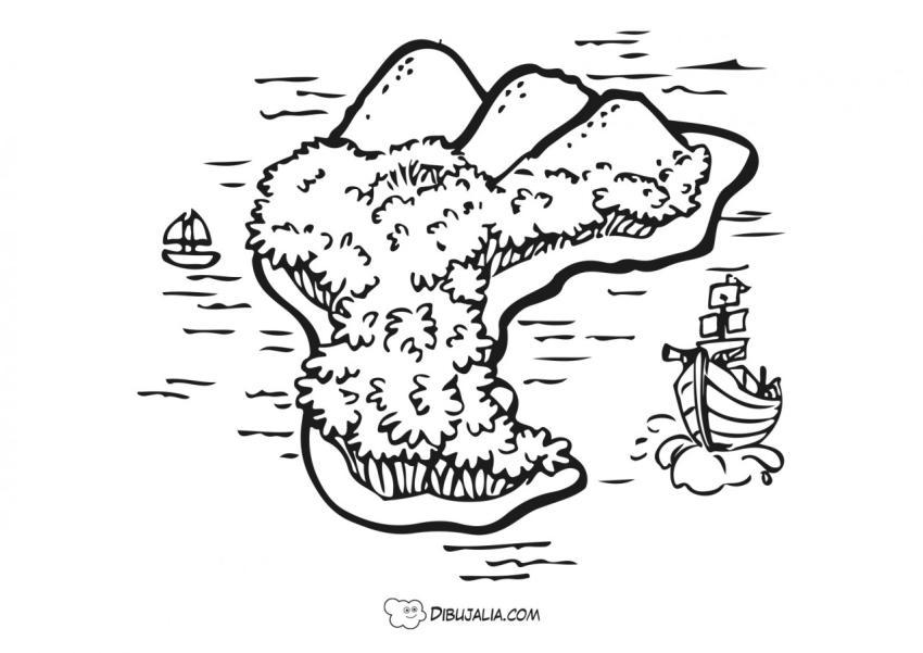 Isla del caribe con barcos