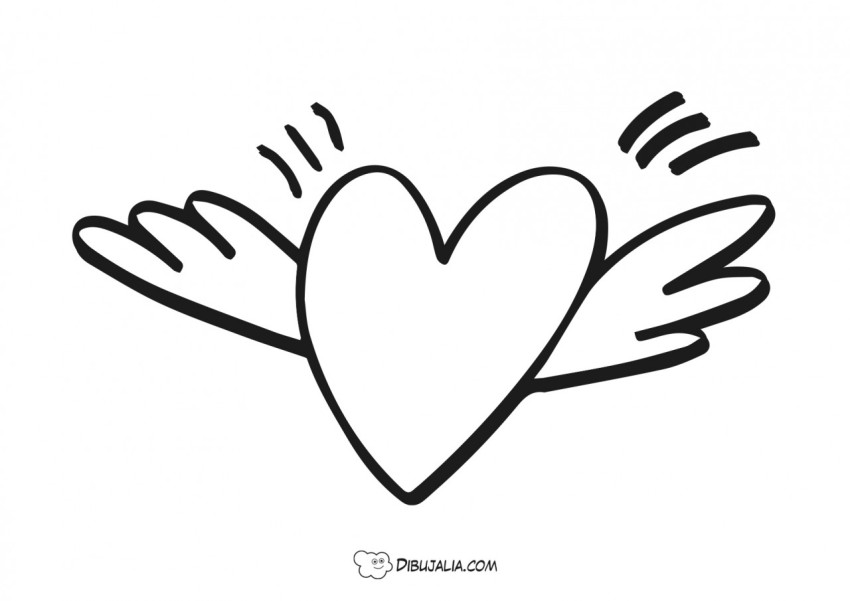 Corazón con alas - Dibujo #1026 - Dibujalia - Dibujos para Colorear y  Recursos Educativos