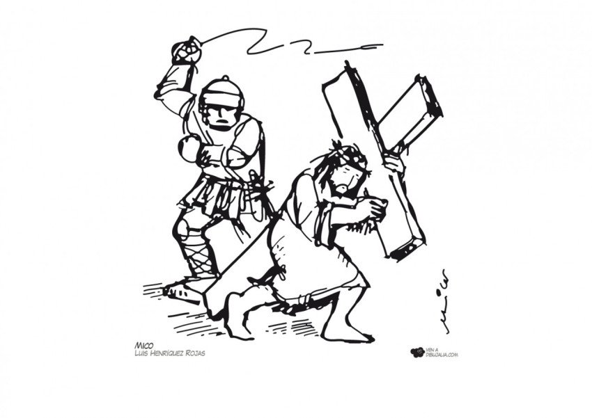 Jesús Via Crucis con soldado romano