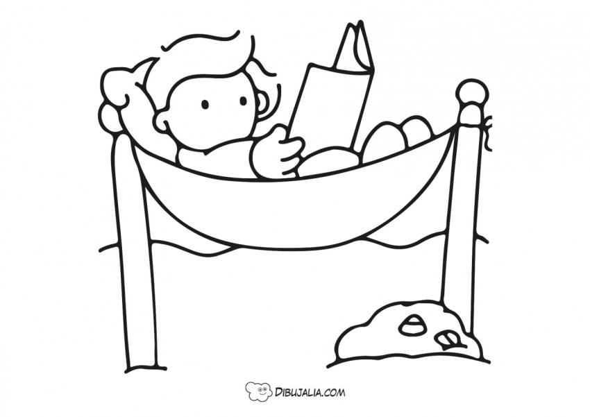 Niño lee en hamaca