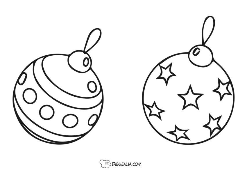 Bolas de navidad ciruclos y estrellas