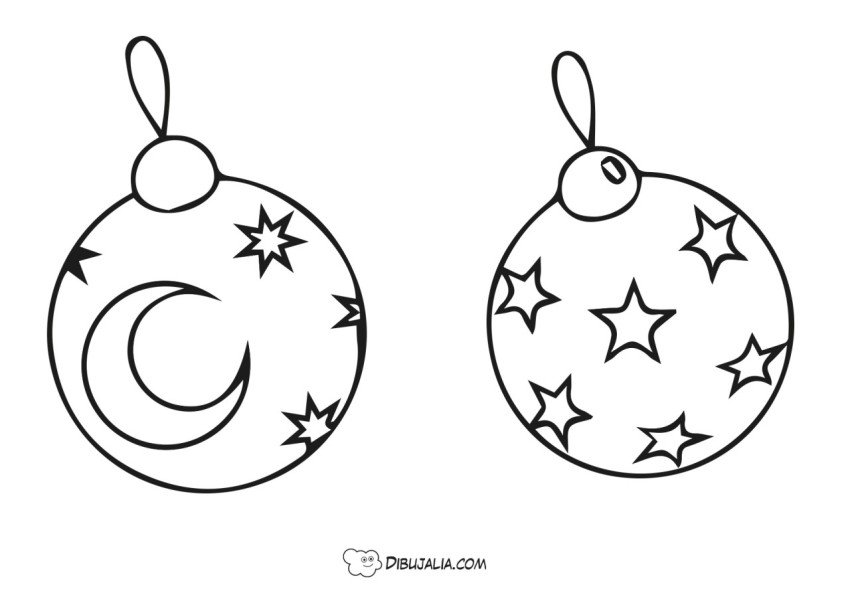 Bolas de navidad luna y estrellas