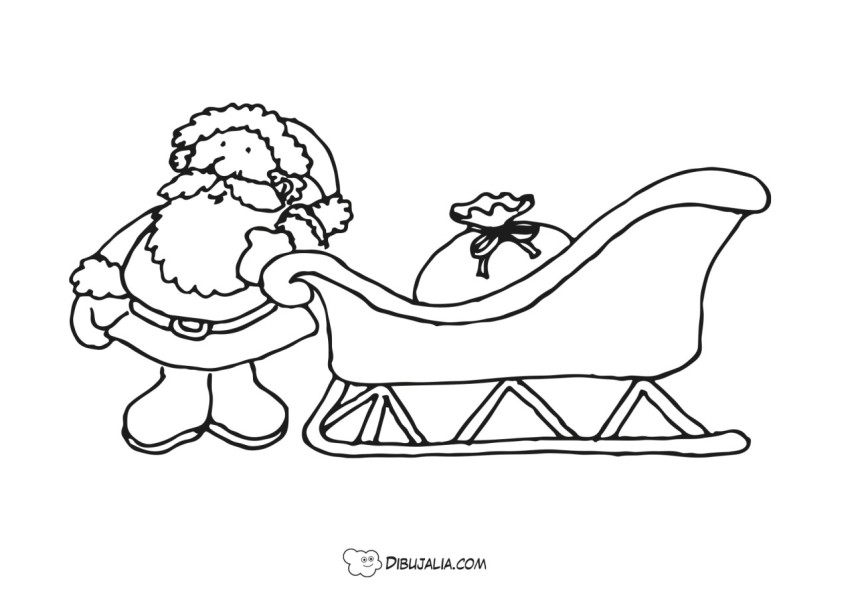 Papa Noel con su trineo - Dibujo #1500 - Dibujalia - Dibujos para Colorear  y Recursos Educativos