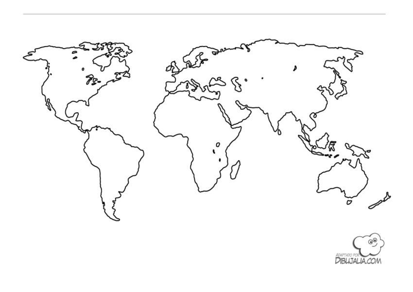 Dibujo Para Colorear Mapa Del Mundo Dibujos Para Imprimir Gratis 