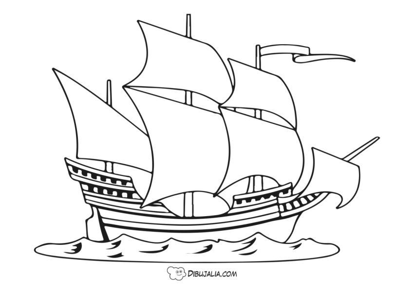 Galeón de amplias velas