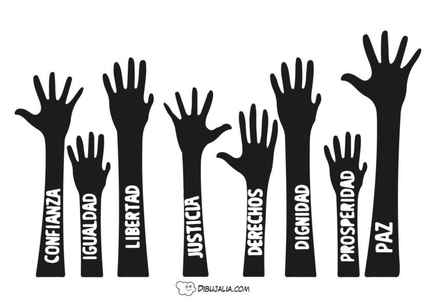 Manos por los derechos humanos dibujo 2870 dibujalia
