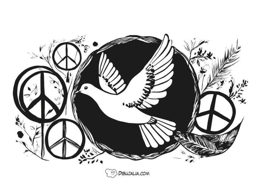 Dia de la Paz Paloma con Símbolos