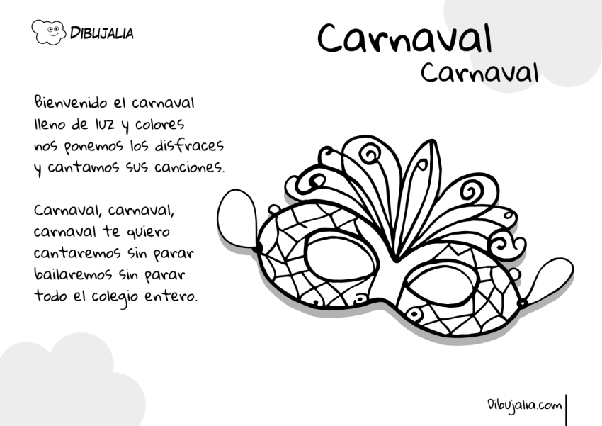 Poema Carnaval Carnaval, para colorear.
