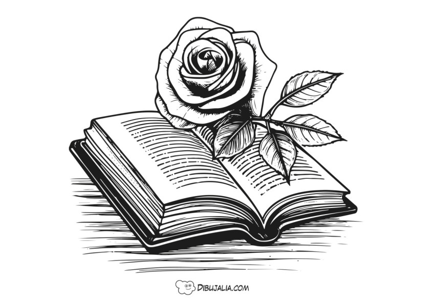 Libro y una preciosa rosa