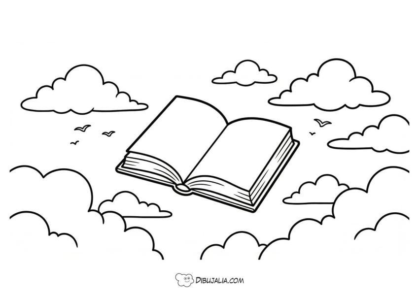 Libro volando sobre Nubes