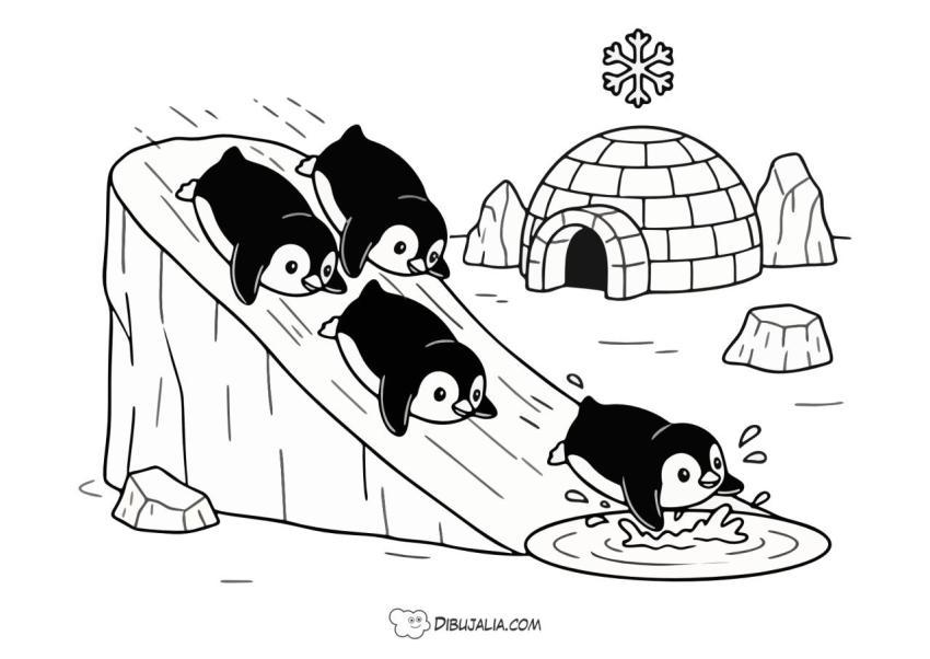 Pingüinos en Familia Jugando