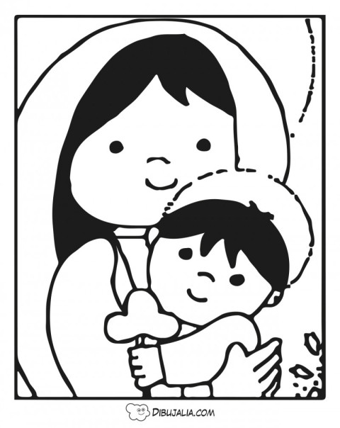 Maria y el niño Jesús - Dibujo #502 - Dibujalia - Dibujos para Colorear y  Recursos Educativos
