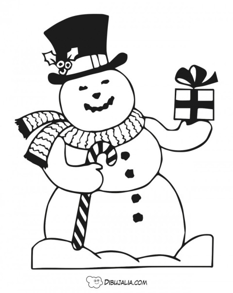 Muñeco nieve con regalo - Dibujo #524 - Dibujalia - Dibujos para Colorear y  Recursos Educativos