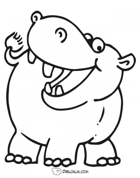 Hipopótamo feliz - Dibujo #178 - Dibujalia - Dibujos para Colorear y  Recursos Educativos