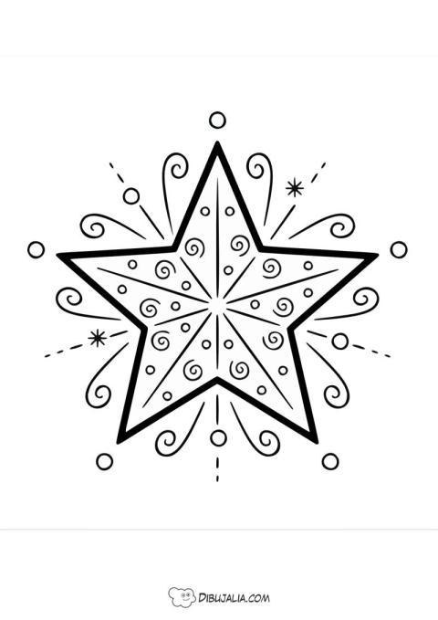 Estrella de navidad con decoraciones