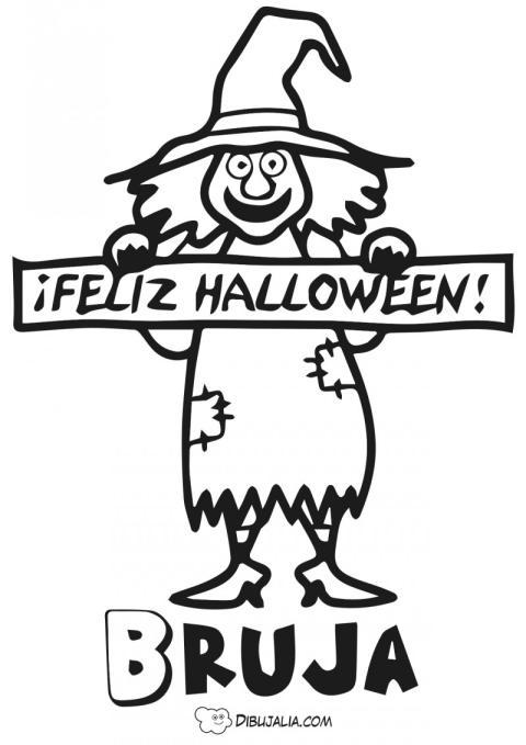 Bruja feliz en halloween