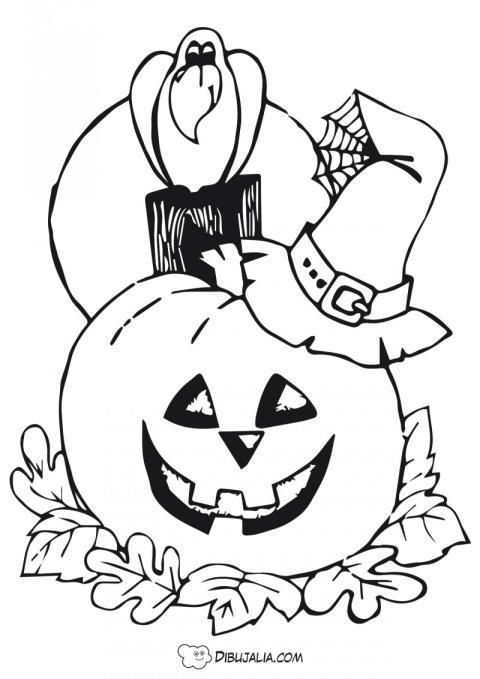 Cuervo en calabaza de halloween
