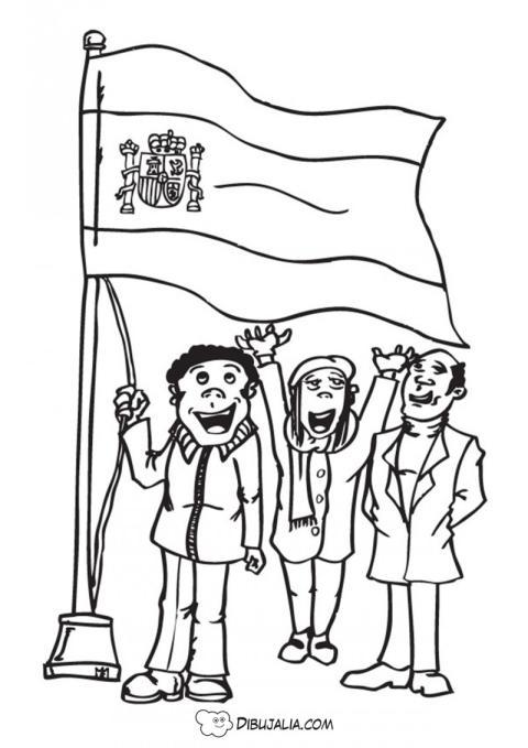 Gente y la bandera