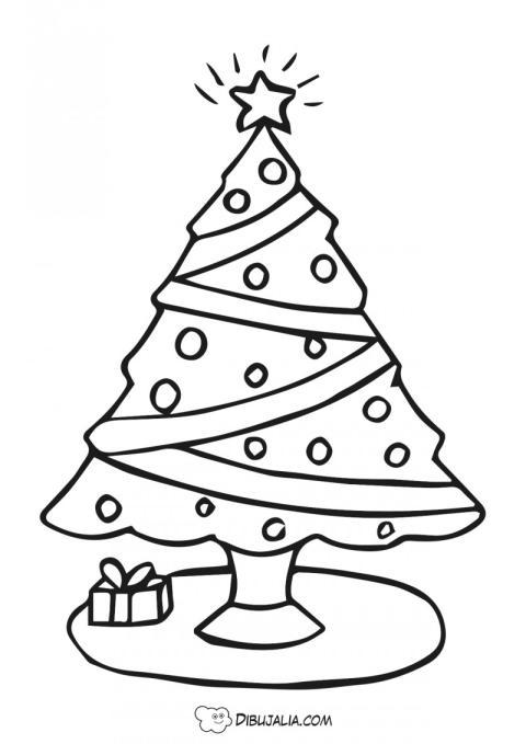 Árrbol con regalo y estrella navidad