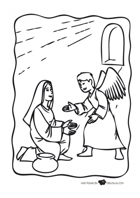 Anunciación Virgen Maria - Dibujo #588 - Dibujalia - Dibujos para Colorear  y Recursos Educativos