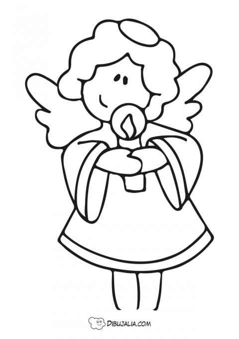 Ángel niña con vela - Dibujo #617 - Dibujalia - Dibujos para Colorear y  Recursos Educativos