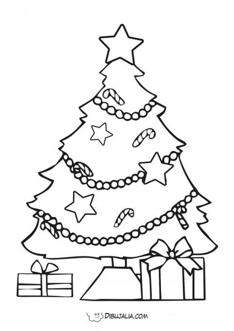 Árbol de navidad estrellas y regalos