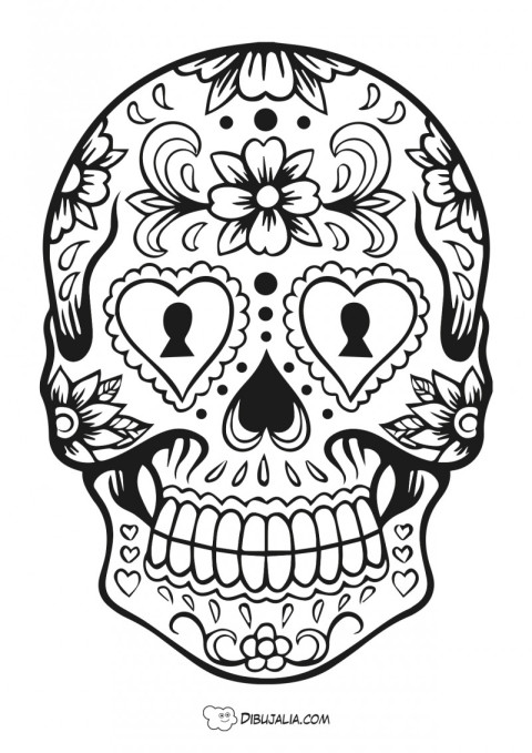 Calavera dia muertos de México - Dibujo #858 - Dibujalia - Dibujos para  Colorear y Recursos Educativos