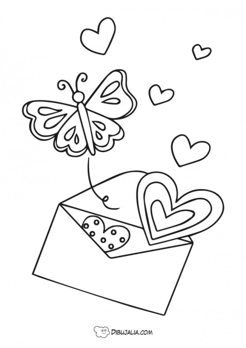 Carta de amor y mariposas - Dibujo #1040 - Dibujalia - Dibujos para  Colorear y Recursos Educativos