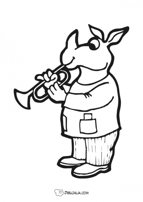 Canguro tocando la trompeta