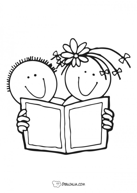 Niños alegres con la lectura - Dibujo #1160 - Dibujalia - Dibujos para  Colorear y Recursos Educativos