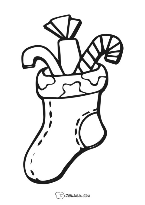Calcetin de navidad con regalos - Dibujo #1263 - Dibujalia - Dibujos para  Colorear y Recursos Educativos
