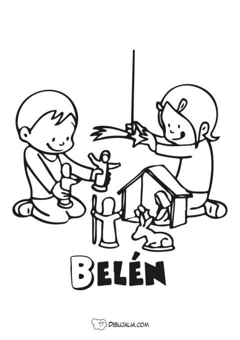 Niños jugando portal de Belén