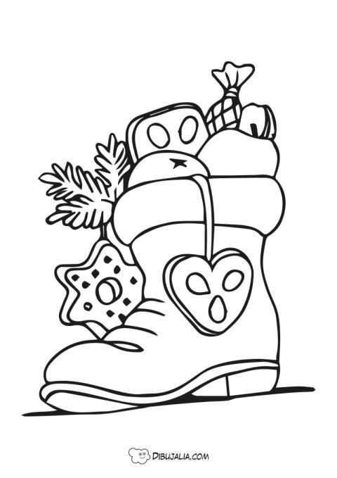 Bota de navidad con adornos