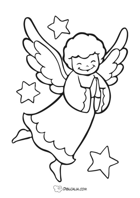 Angel de Navidad rezando - Dibujo #1381 - Dibujalia - Dibujos para Colorear  y Recursos Educativos