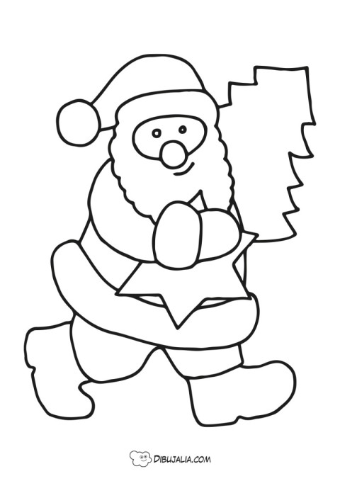 Papa Noel con arbol de navidad