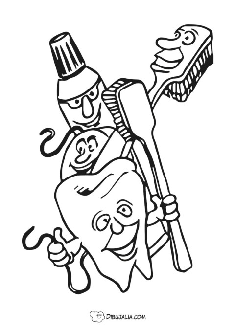 Diente Sonriente Alegre De Dibujos Animados Con Pasta Dental Y Libro  Coloreado De Cepillos De Dientes Para Los Niños Ilustración Ilustración del  Vector  Ilustración de libro movimiento 157830838