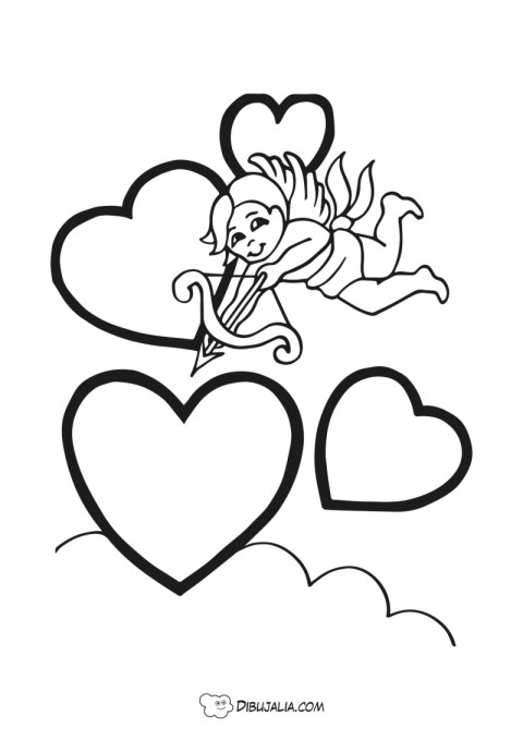 Cupido y los corazones - Dibujo #1664 - Dibujalia - Dibujos para Colorear y  Recursos Educativos