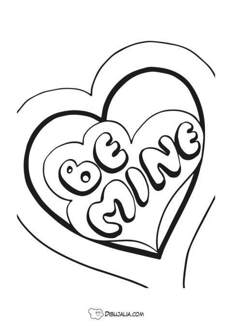 Corazon con letras be mine