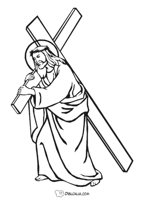 Cristo lleva la cruz en Vía Crucis