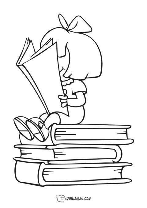 Niña lee entretenida