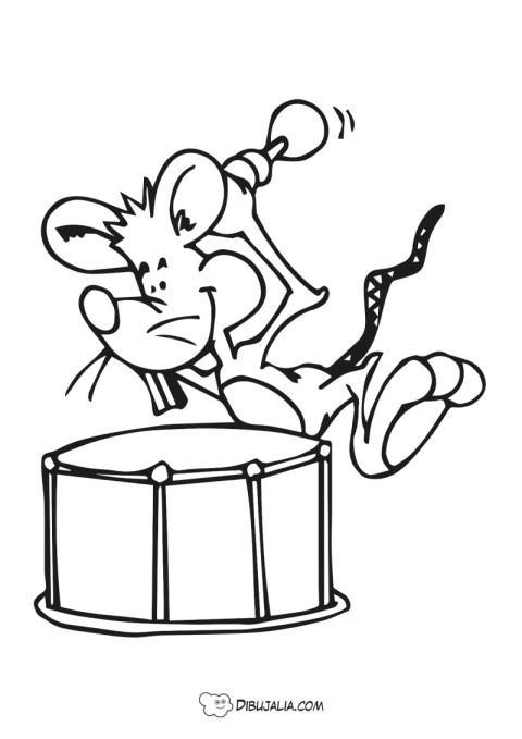 Ratón músico con tambor
