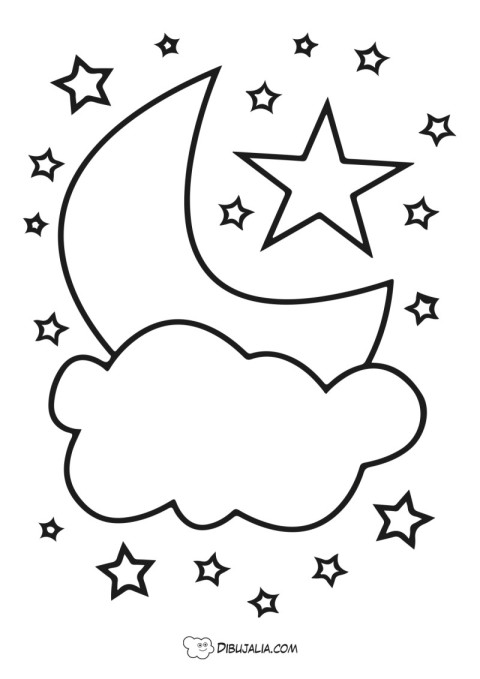 la Luna y las Estrellas - Dibujo #2522 - Dibujalia - Dibujos para Colorear  y Recursos Educativos