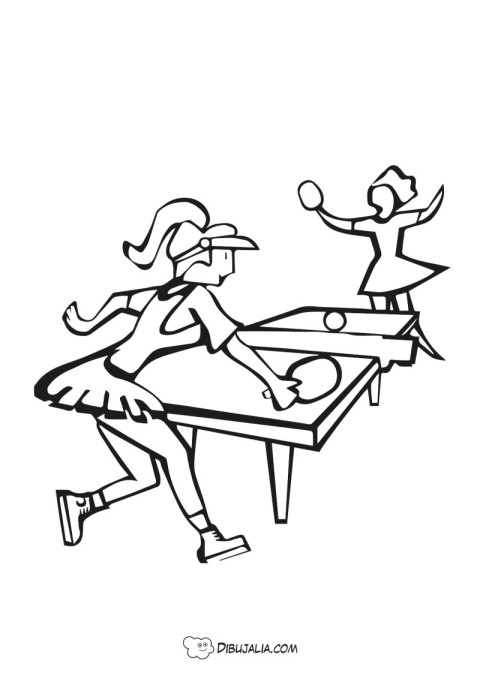 Chicas jugando a tenis de mesa