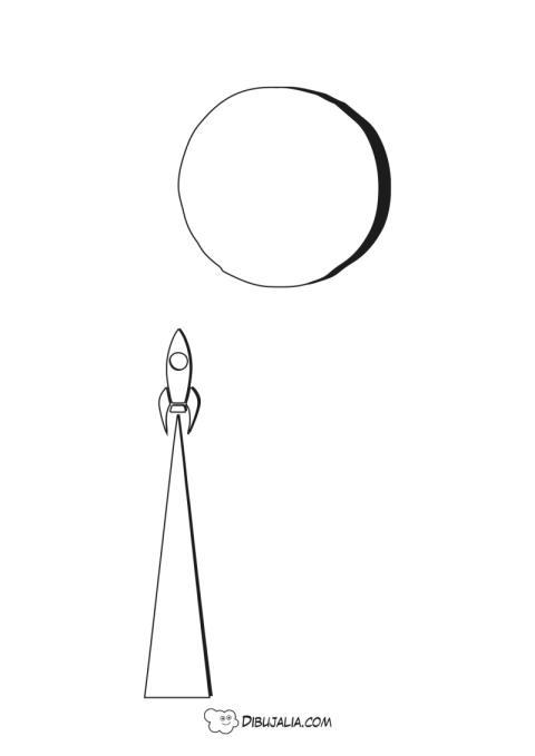 Cohete a la luna para colorear