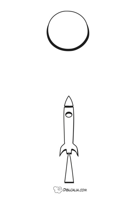 Cohete lunar con silueta